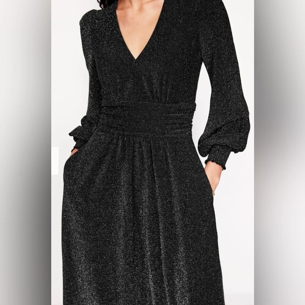 Boden Daphne Metallic Midi Dress in Black - Picture 5 of 12